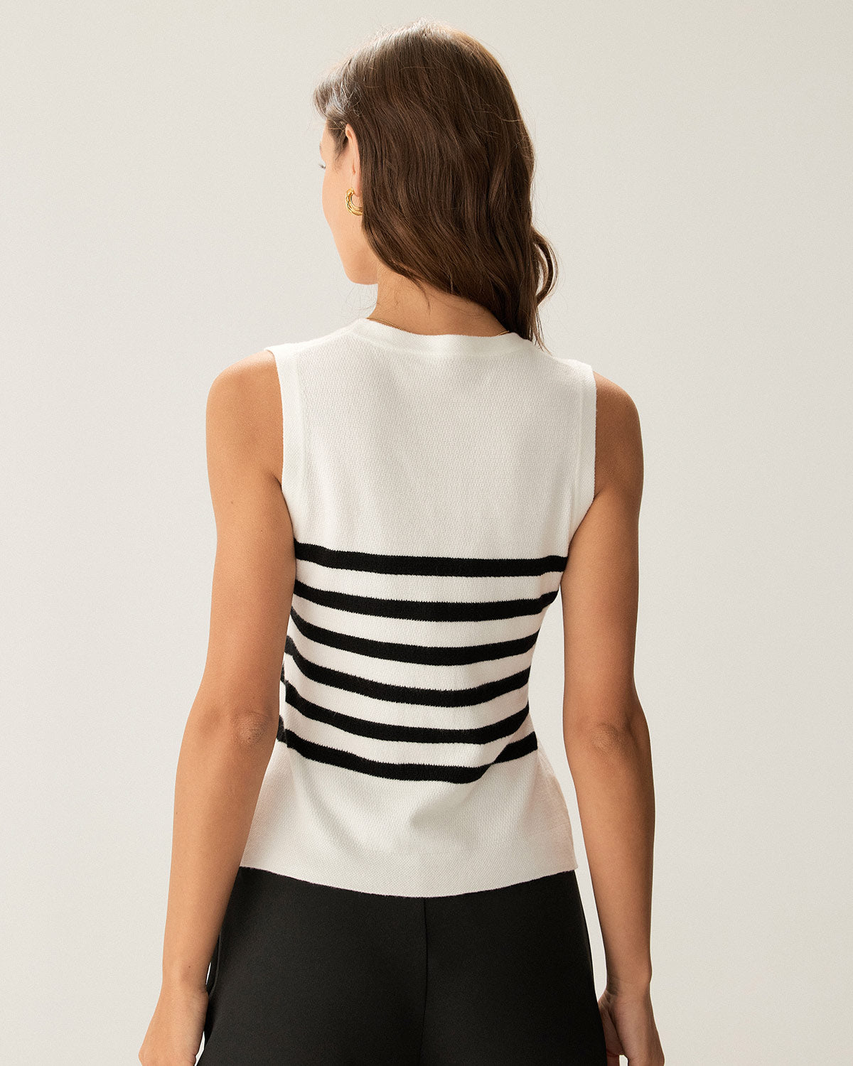 White Striped Button Tank Top - Image 5